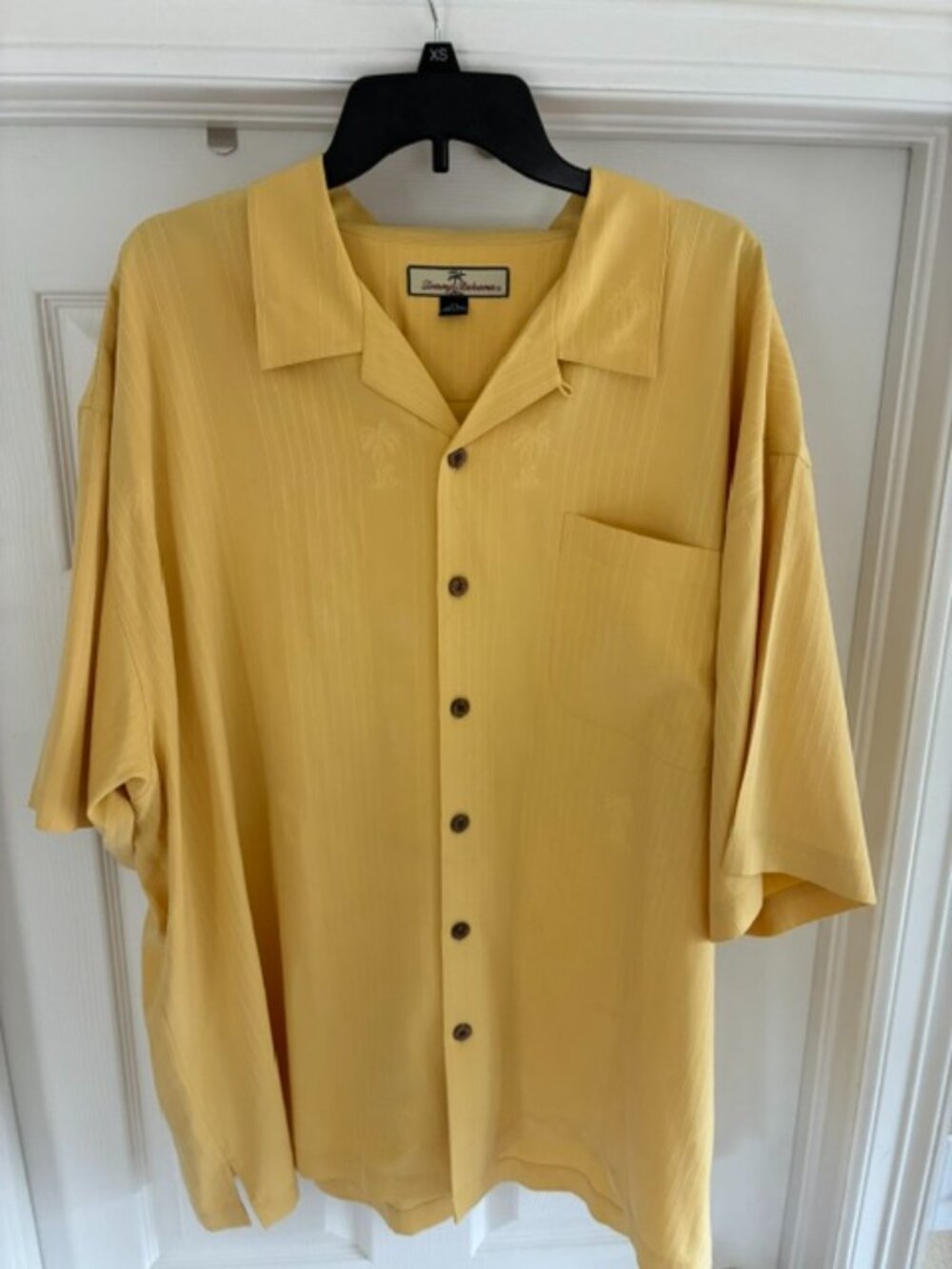 Tommy Bahama 100% Silk Yellow Casual Button Down Lounge Shirt Men’s Size XXL